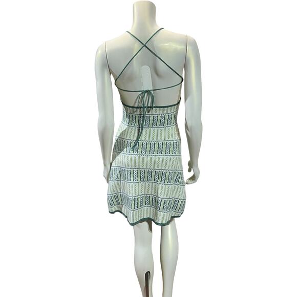 Cider Green Knit Boho Mini Dress – Size Medium - Picture 3 of 16